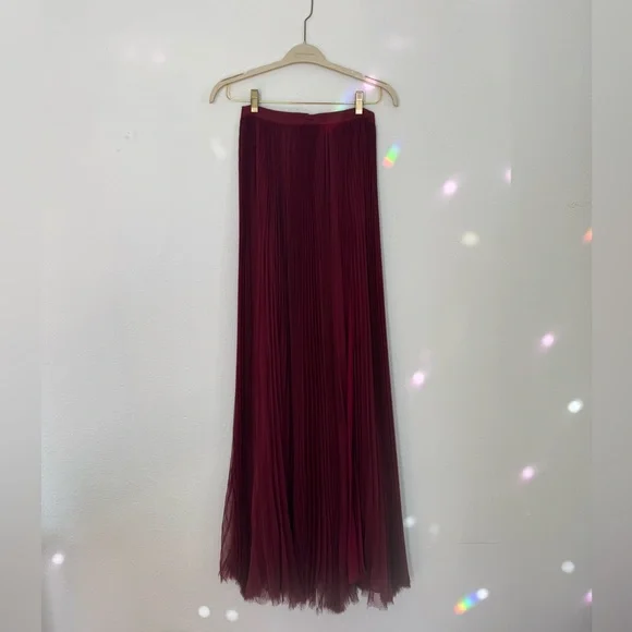 J. Mendel Burgundy Silk Chiffon Maxi Skirt, Size 4 - Picture 5 of 7